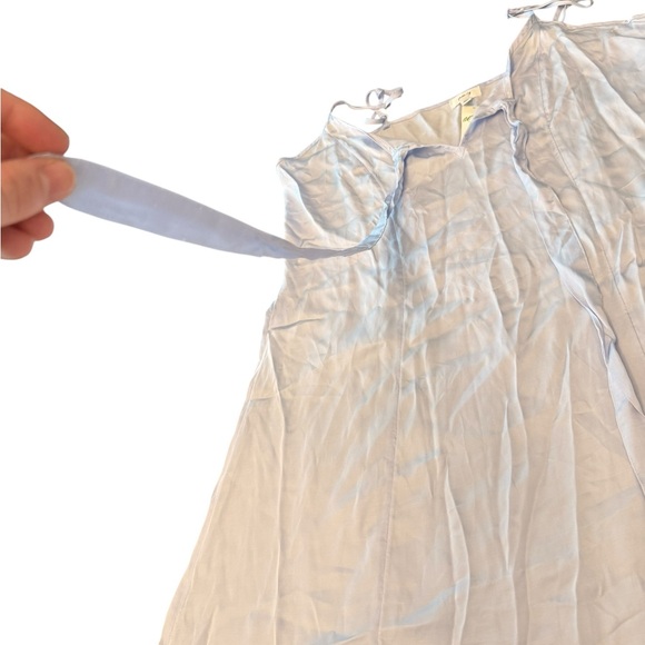 Aerie Satin Slip Dress Midi Size Medium Light Blue Front Tie NEW $65 Slinky - Picture 3 of 10